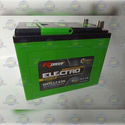 Тяговая графеновая батарея R-Drive ELECTRO Motive EMTG12-63N (12В 63Ач) 15 кг (224*135*178) GEL для складской и уборочной электротехники