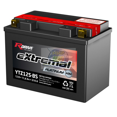 R-DRIVE EXTREMAL PLATINUM YTZ12S-BS 11,6Ач 210А
